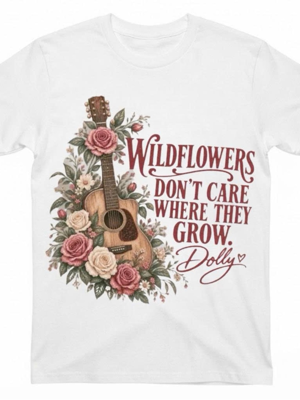 Gildan Shirt White Wildflowers Dolly Parton Graphic Tee